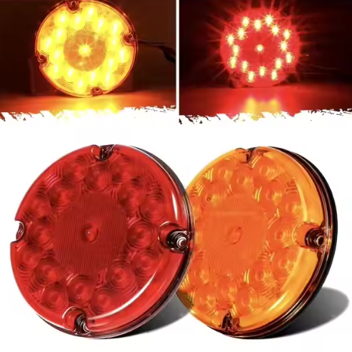 SEROK SAE DOT 7 Inch Round Amber Red School Bus LED Rear Signal Lamp Turn Stop Brake Tail Light for Transit Vehicles